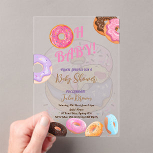 Donut pink Babydusche Acryleinladungen