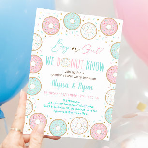Donut Pink Blue Gender Reveal Einladung