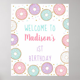 Donut Pink Gold Pastel Geburtstag Willkommen Poster