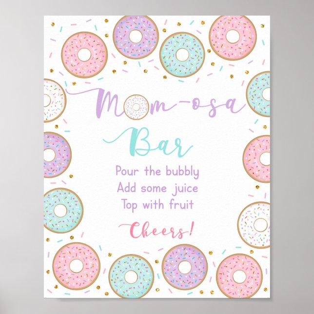 Donut Pink Gold Pastel Kinderdusche Mimosa Bar Zei Poster (Vorne)
