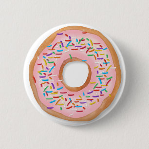 Donut Pink Zuckerguss Sprinkles Niedliches Essen   Button