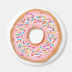 Donut Pink Zuckerguss Sprinkles Niedliches Essen   Magnet