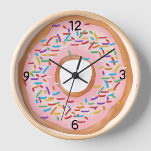 Donut Pink Zuckerguss Sprinkles Niedliches Essen   Uhr