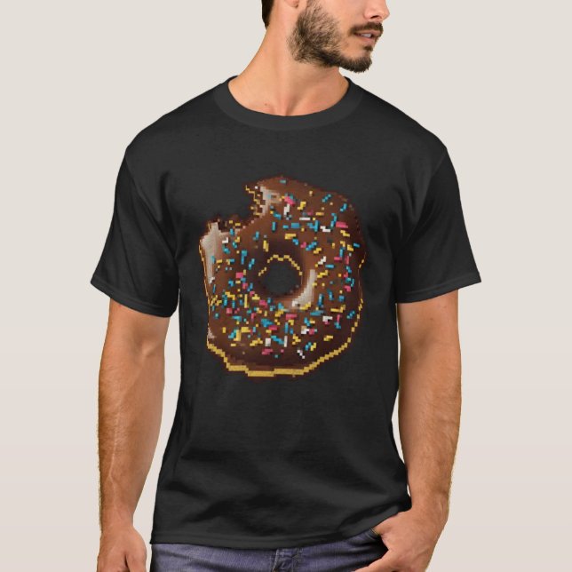 Donut Pixel 8 bit Retro Hungry Byte Sprinkles Food T-Shirt (Vorderseite)