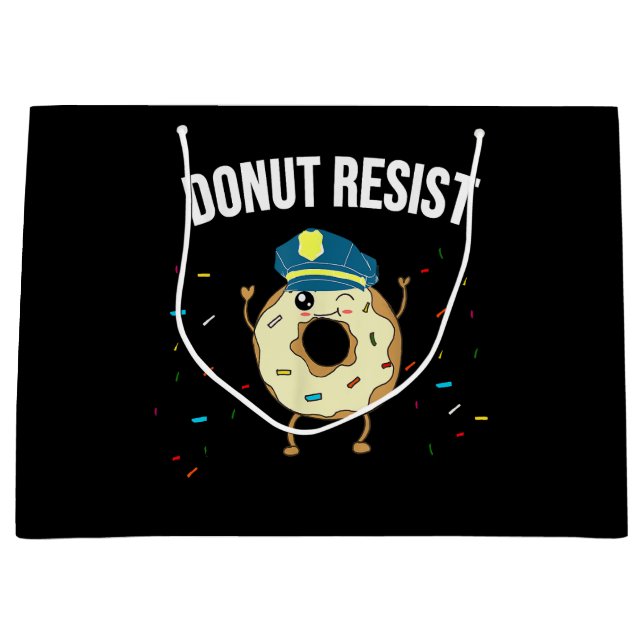 Donut Resist Meme Funny Police Officer Unterstützu Große Geschenktüte (Vorderseite)