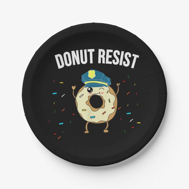 Donut Resist Meme Funny Police Officer Unterstützu Pappteller (Vorderseite)