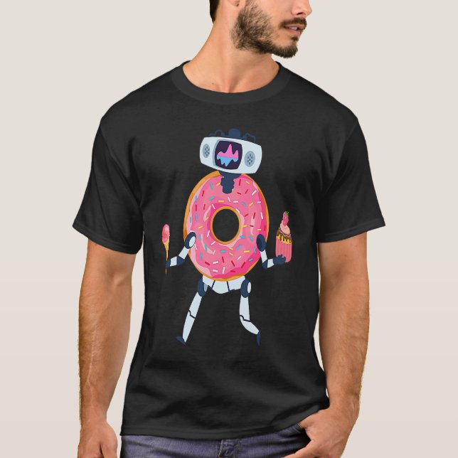 Donut-Roboter mit Eis und Cupcake T-Shirt (Vorderseite)