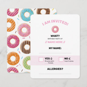 Donut rosa editierbar RSVP karte