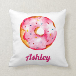 Donut rosa Regenbogensprinkles individuelle Name n Kissen