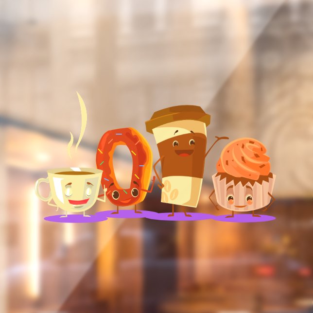 Donut-Shop-Coffee Donut oder Cupcake-Werbung Fensteraufkleber (Blatt 2)