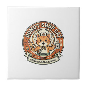 Donut Shop Katze Donut Shop Katze Vintage Vektor A Fliese