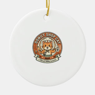 Donut Shop Katze Donut Shop Katze Vintage Vektor A Keramik Ornament