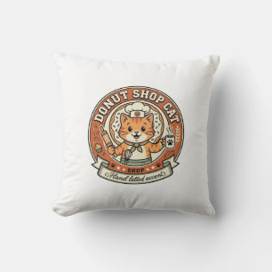 Donut Shop Katze Donut Shop Katze Vintage Vektor A Kissen
