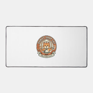 Donut Shop Katze Donut Shop Katze Vintage Vektor A Schreibtischunterlage