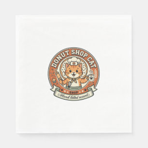 Donut Shop Katze Donut Shop Katze Vintage Vektor A Serviette