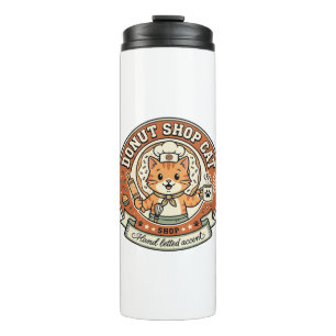 Donut Shop Katze Donut Shop Katze Vintage Vektor A Thermosbecher