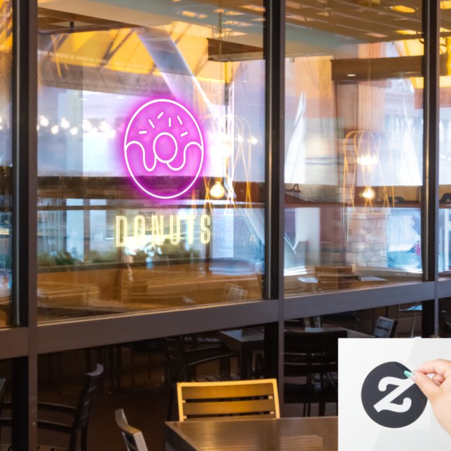 Donut Shop Neon Fensteraufkleber (Restaurantfenster)