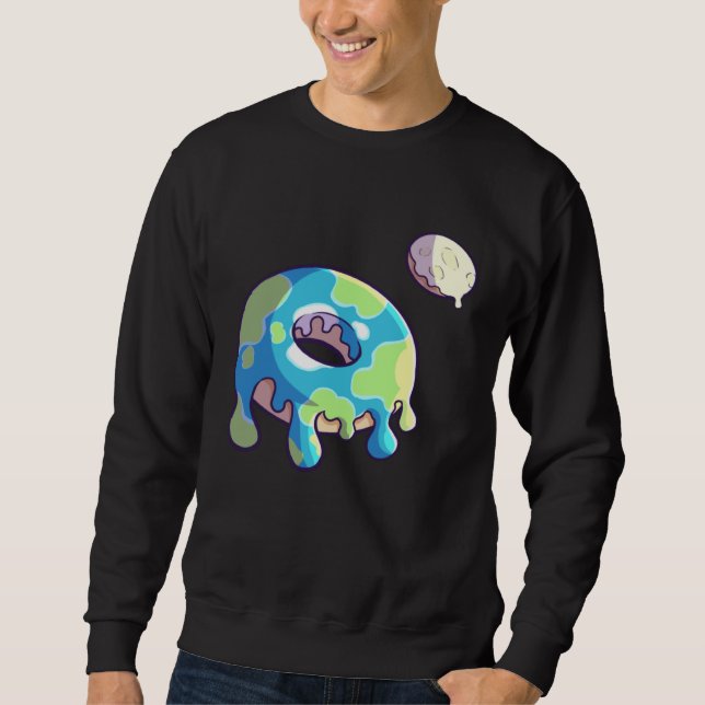 Donut Space Party Shop  Earth and Moon Frosted Sol Sweatshirt (Vorderseite)