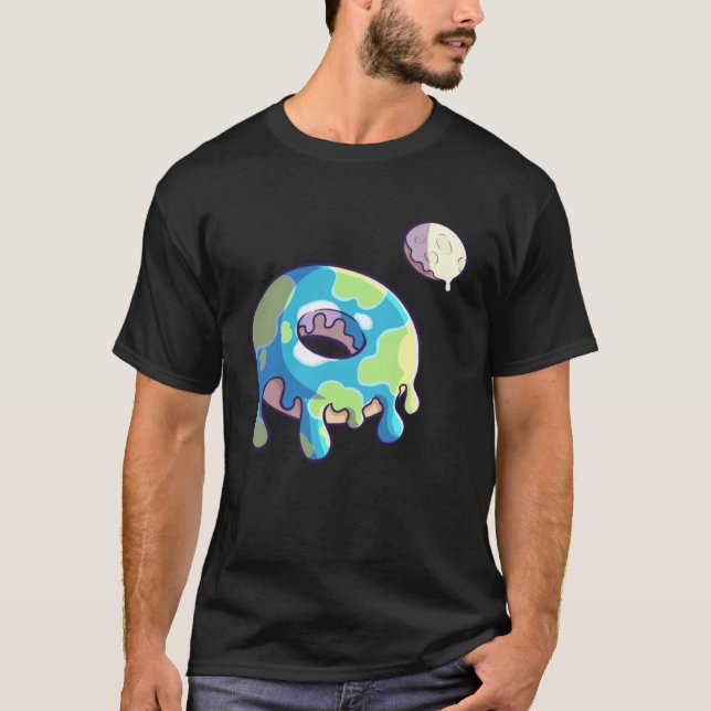 Donut Space Party Shop Erde und Mond Mattiert Sol T-Shirt (Vorderseite)