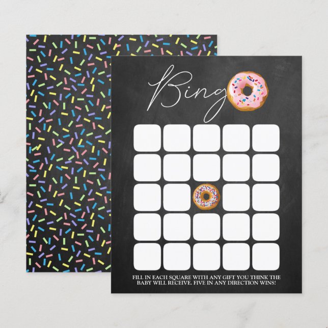 Donut Sprinkle Baby Shower Bingo (Vorne/Hinten)