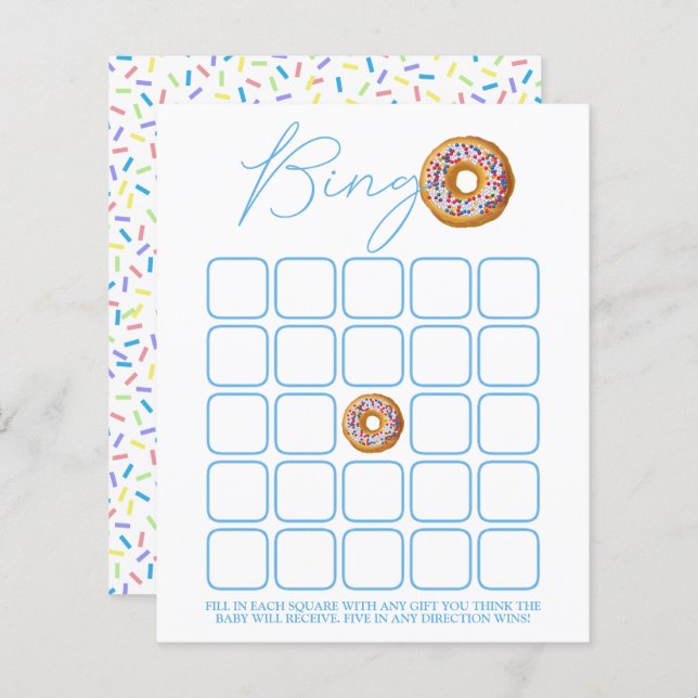 Donut Sprinkle Baby Shower Bingo (Vorne/Hinten)
