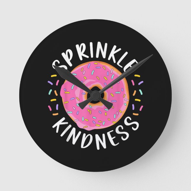 Donut Sprinkle Kindness Funny Girls - Frauen Dough Runde Wanduhr (Vorderseite)