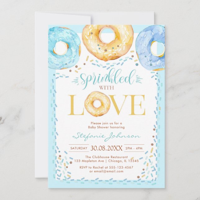 Donut Sprinkled with Love Baby Shower Invitation Einladung (Vorderseite)