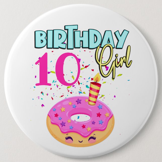 Donut Sprinkler Birthday Girl Party Thema MAtching Button (Vorderseite)