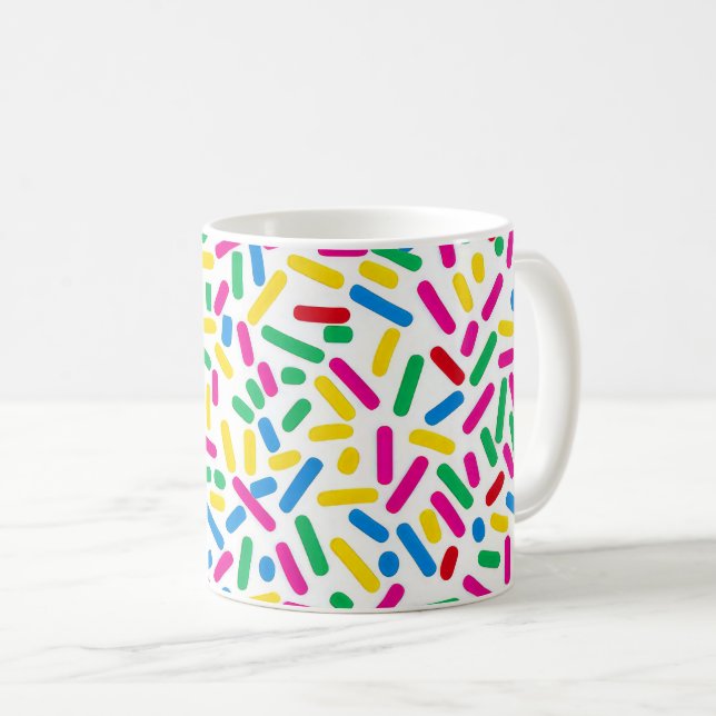 Donut Sprinkles Patterns Tasse: Ein Spaß und Whims Kaffeetasse (VorderseiteRechts)