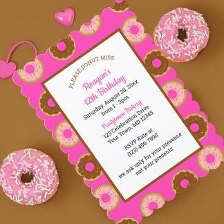 Donut Sprinkles Pink Geburtstag Einladung