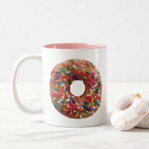 Donut Sprinkles realistische Konditorei Weißrosa Zweifarbige Tasse