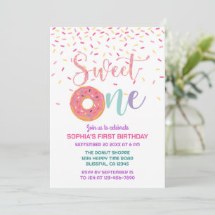 Donut & Sprinkles Sweet One 1. Geburtstag Einladung