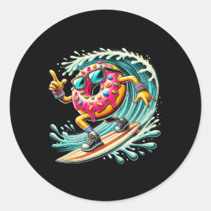 Donut-Surfen-Surfer-Donut-Liebhaber-Surfboarder Runder Aufkleber