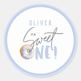 Donut süß ein 1. Geburtstags-Gastgeschenk Runder Aufkleber