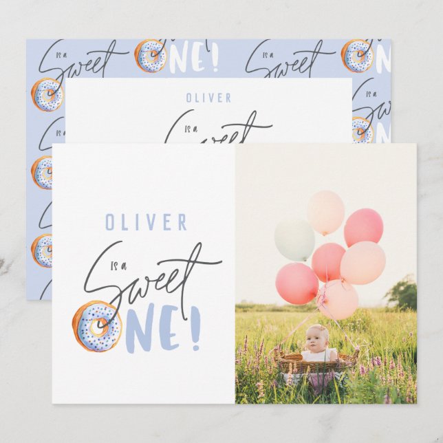 Donut Sweet 1. Geburtstagsfeier Party Einladung (Vorne/Hinten)