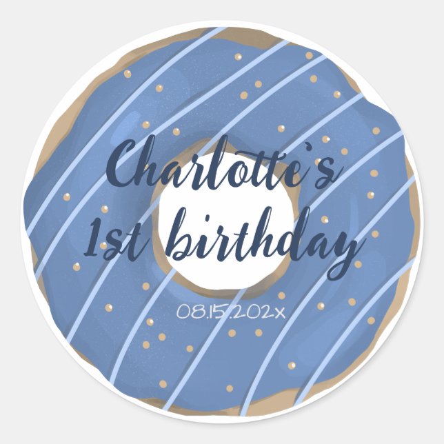 Donut Sweet Birthday Classic Round Sticker (Vorderseite)