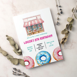 Donut Sweet Birthday Party Pink Pastel Girl Einladung