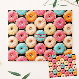 Donut Sweet Colorful Pink Black Name Text Puzzle