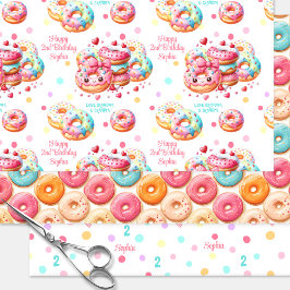 Donut Sweet Colorful Pink Girl Geburtsname Geschenkpapier Set