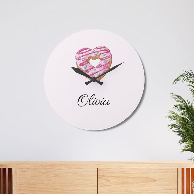 Donut Sweet Girl Sprinkles Große Wanduhr (Von Creator hochgeladen)