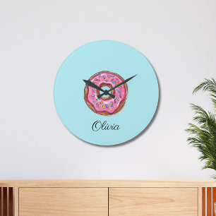 Donut Sweet Girl Sprinkles Große Wanduhr