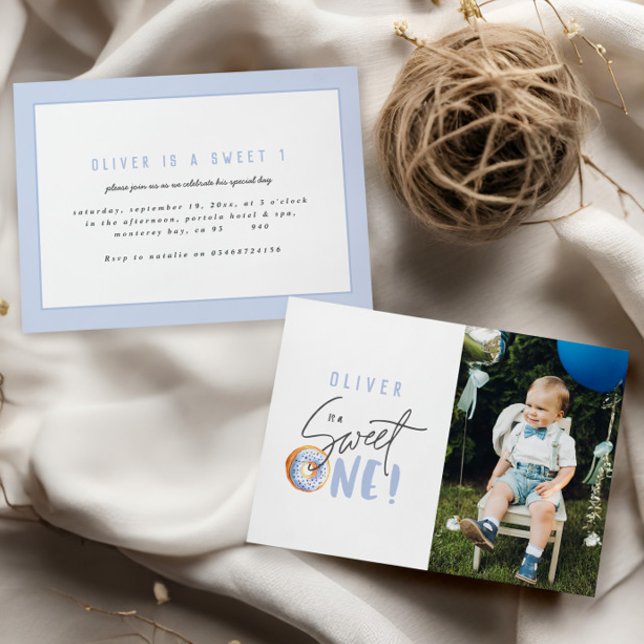 Donut Sweet One 1. Geburtstag Foto Party Ankündigung (Von Creator hochgeladen)