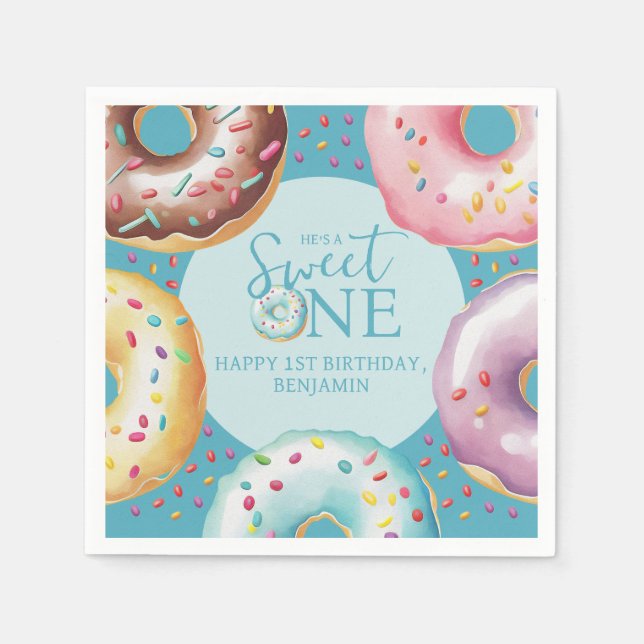 Donut Sweet One 1. Geburtstag Party Serviette (Vorderseite)