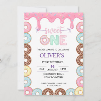 Donut Sweet One 1. Geburtstagseinladung Einladung