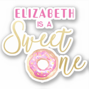 Donut Sweet One 1. Geburtstagsticker Aufkleber