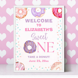 Donut Sweet One Birthday Girl Party Poster