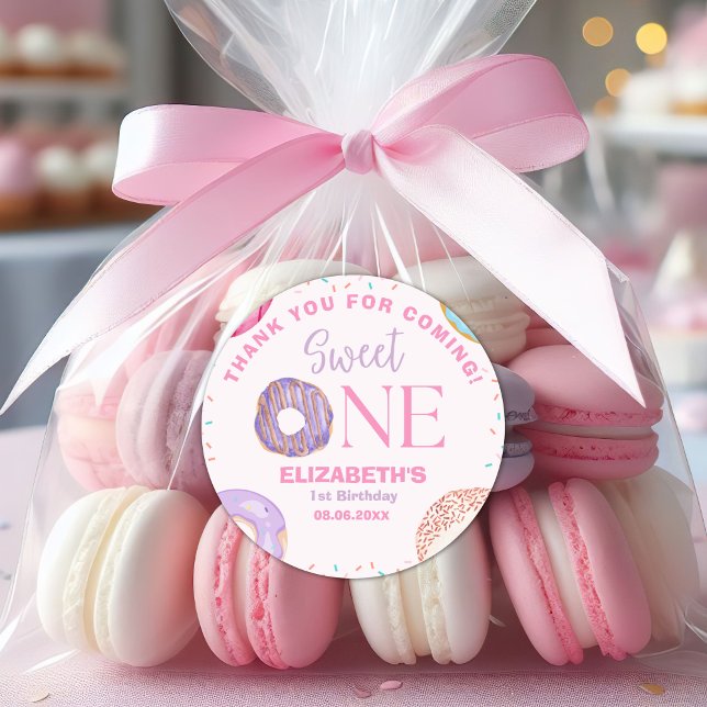 Donut Sweet One Birthday Party Donut Birthday Runder Aufkleber (Von Creator hochgeladen)