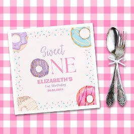 Donut Sweet One Birthday Party Donut Birthday Serviette
