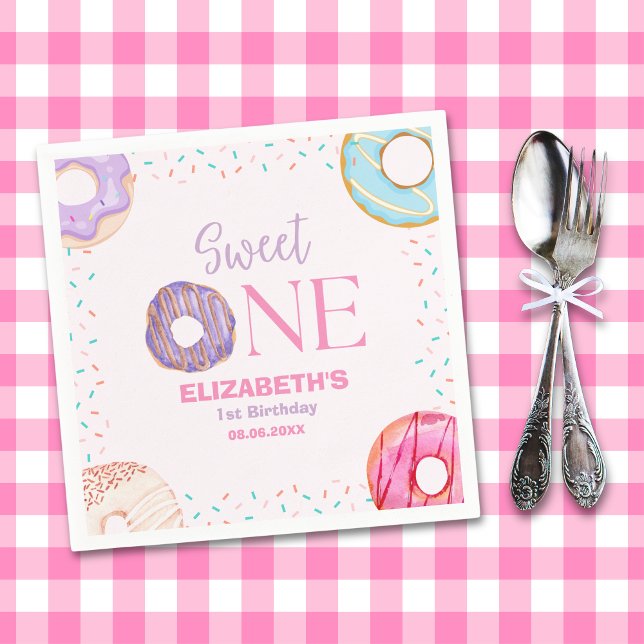 Donut Sweet One Birthday Party Donut Birthday Serviette (Von Creator hochgeladen)