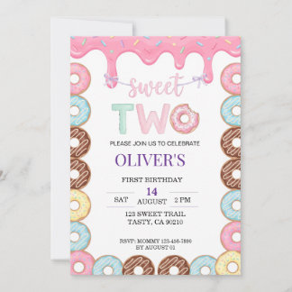 Donut Sweet Two 2. Geburtstagseinladung Einladung